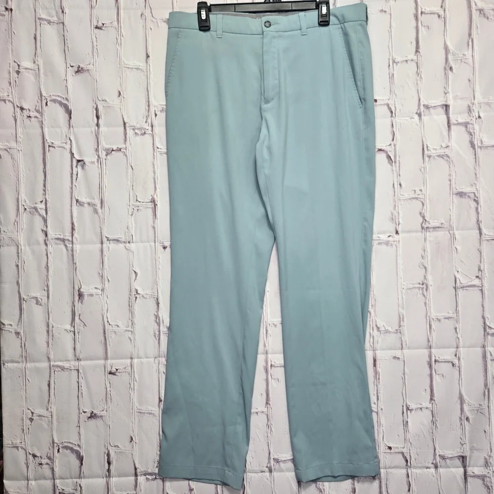 Oxford Golf Pants Light Blue Athletic Performance Stretch Flat Front Mens 34/32